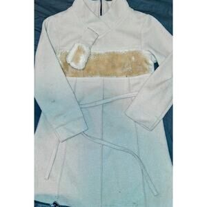 Marblekids Girls' Faux Fur Belted Coat – Size 7 – Cream & Tan